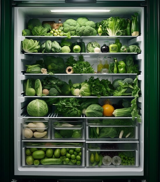 Foto dieta verde del frigorifero dell'alimento