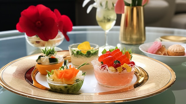 Food hospitality and room service starter appetisers as exquisite cuisine in hotel restaurant a la carte menu culinary art and fine dining experience