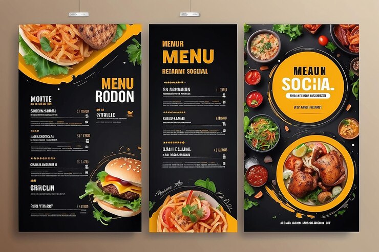 Photo food menu amd restaurant social media banner template