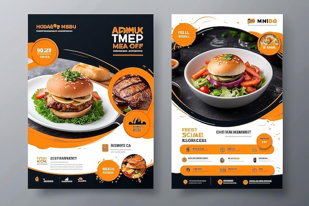 Photo food menu amd restaurant social media banner template