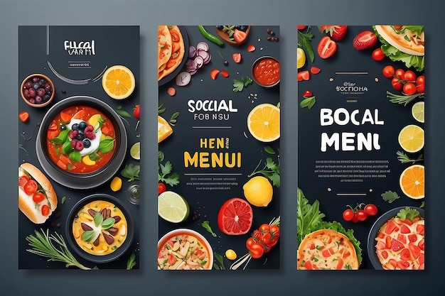 Баннер меню еды сообщение в социальных сетях Редактируемые шаблоны социальных сетей для продвижения в меню Еда