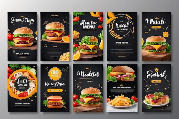 Баннер меню еды сообщение в социальных сетях Редактируемые шаблоны социальных сетей для продвижения в меню Еда