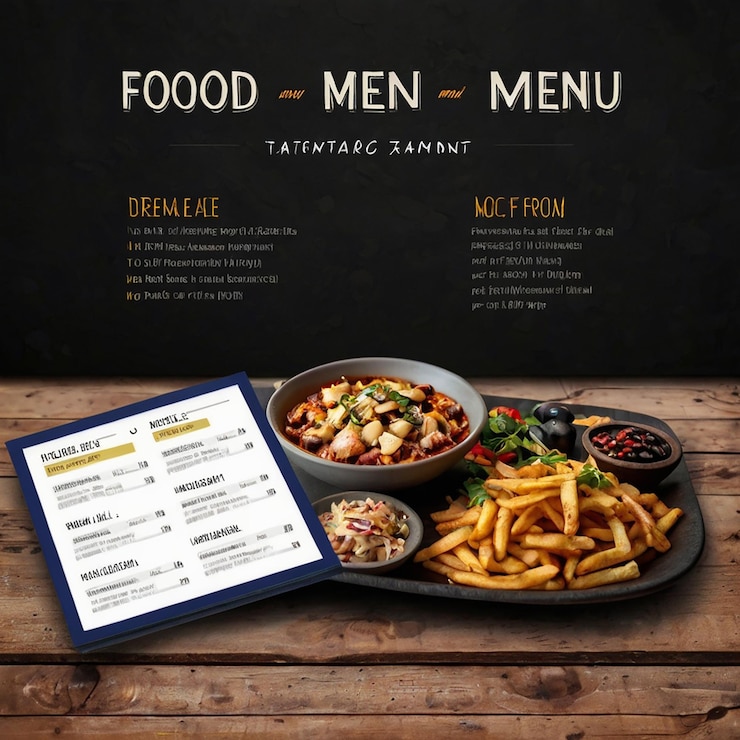 Photo food menu flyer template design