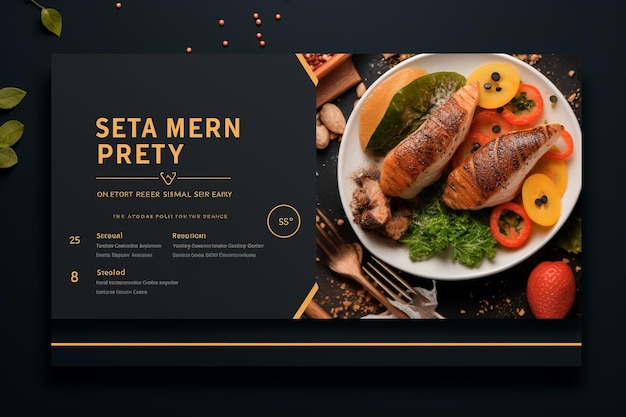 Photo food menu and restaurant social media banner template