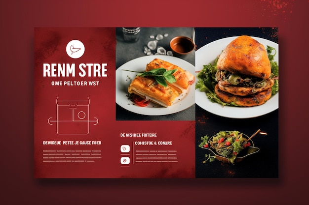 Foto menu di cibo e modello di banner per social media del ristorante