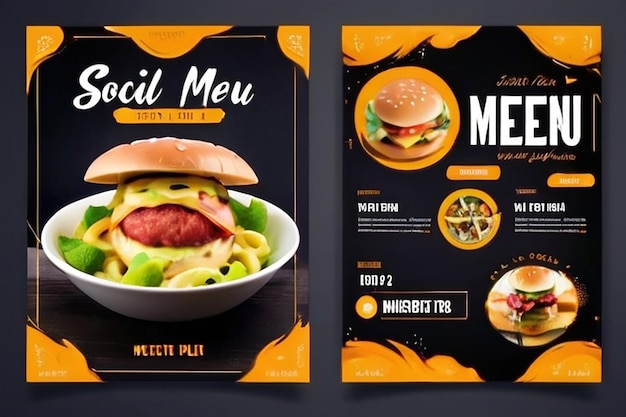 Foto menu di cibo modello di banner di post sui social media
