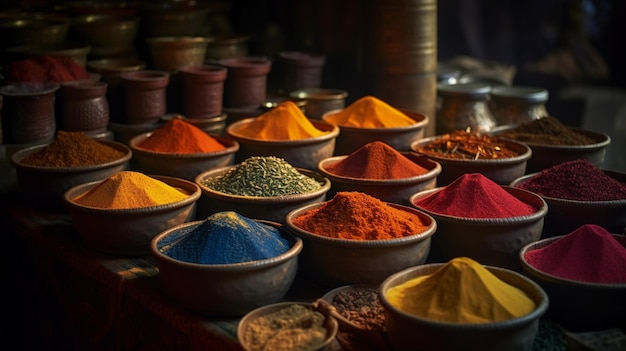 Food Organic Spices Exotic Authentic Market Place Digital Generated Realistic Photo Illustration