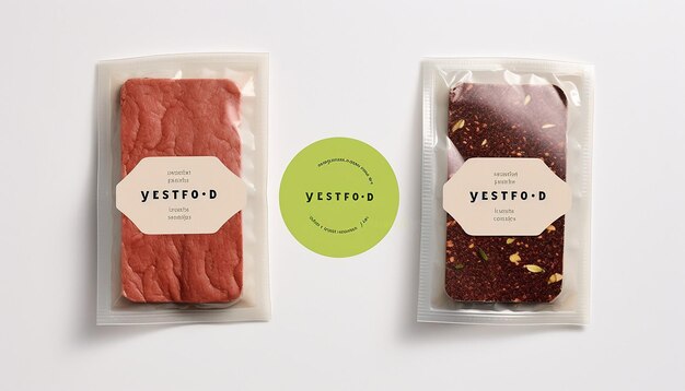 Photo food packaging for sustainable vegan meat on a white background