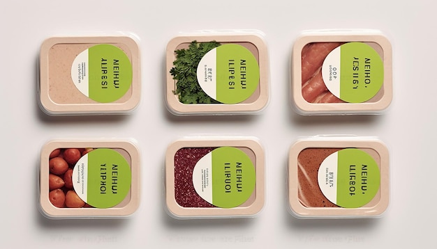 пищевая упаковка для экологически чистого веганского мяса на белом фоне