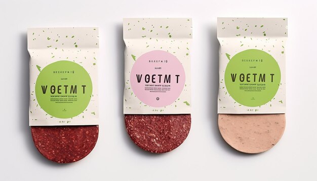 Photo food packaging for sustainable vegan meat on a white background