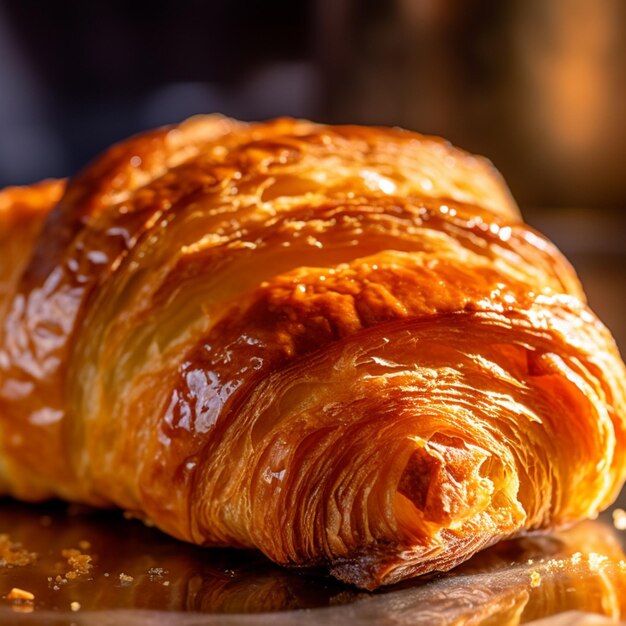 A food photograph of a French croissant captured