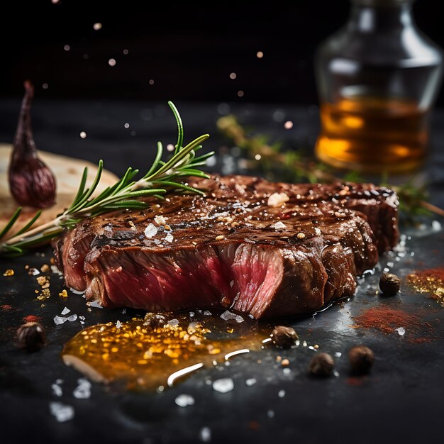 Premium AI Image | food photograph of Kobe beef served in the style of ...