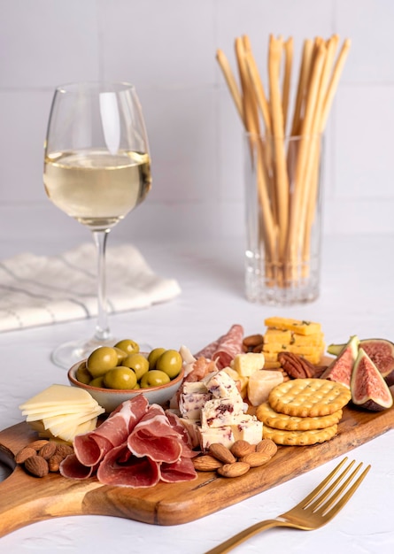 Food photography of appetizer white wine