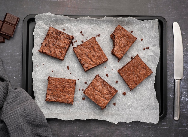 Food photography of brownie and chocolate