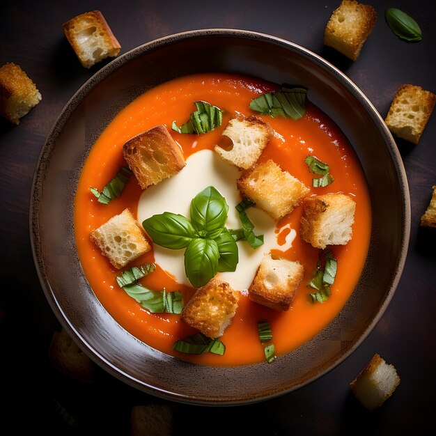 Food Photography of a creamy tomato soup