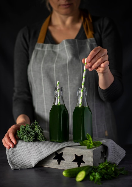 Food photography of green juice