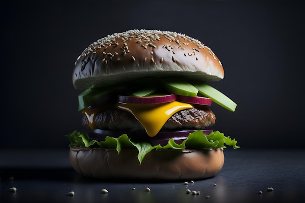 健康的なハンバーガーのフード写真