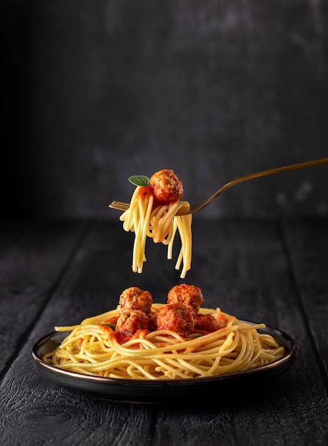 Food photography of meatball