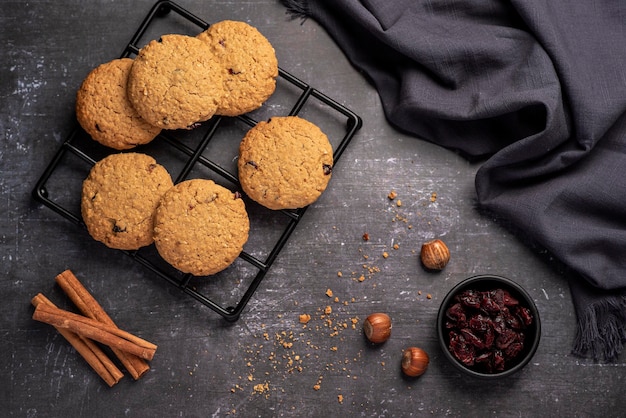 Food photography of oatmeal cookies