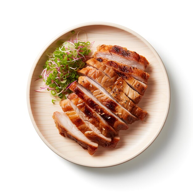 Food photography of Samgyeopsal on plate isolated on white background