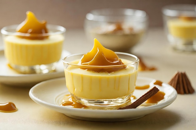 Food Photography of a sweet caramel dessert