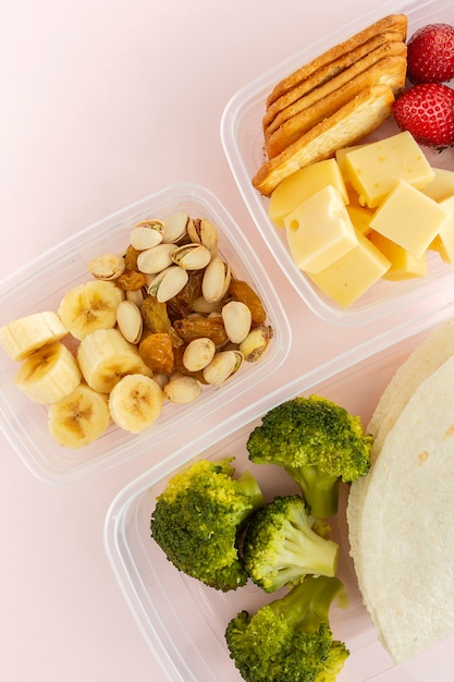 Food in Plastic containers ready to eat