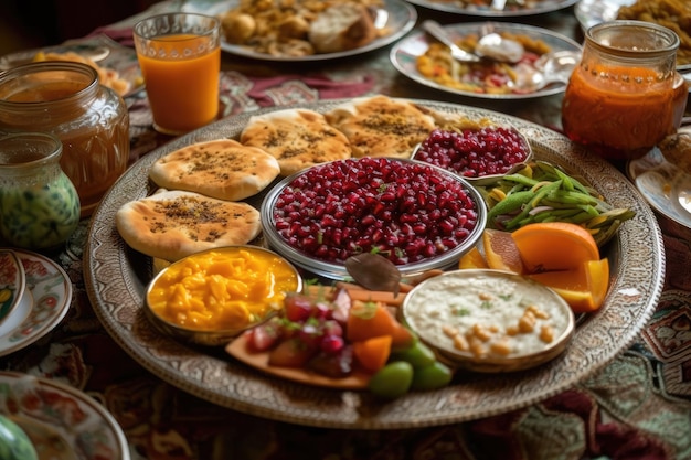 A food plate offered at iftar during the Ramadan holy month