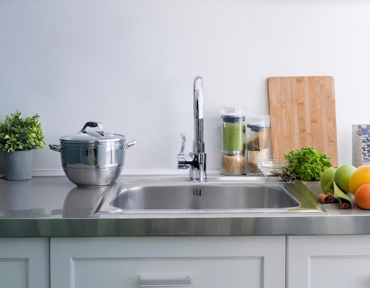 Photo food preparation process in elegant modern white kitchen
