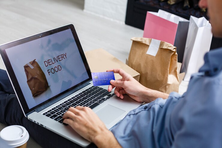 Photo food products order online delivery concept