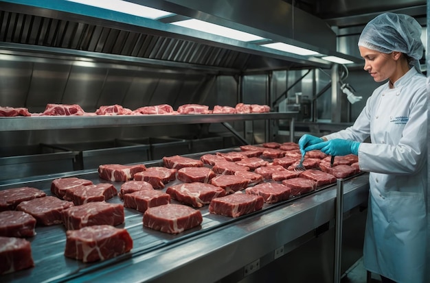 Фото food safety inspector in a meat cold storage facility