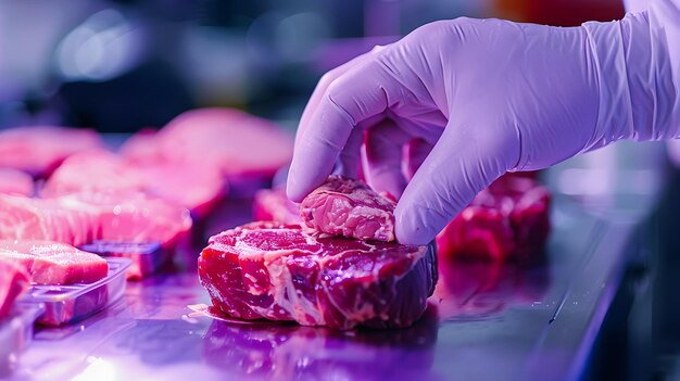 Foto sicurezza alimentare e qualità nell'industria della carne un'attenzione particolare alla manipolazione e alla trasformazione per promuovere la sicurezza alimentare e la qualità nell'industrie della carne sottolineando