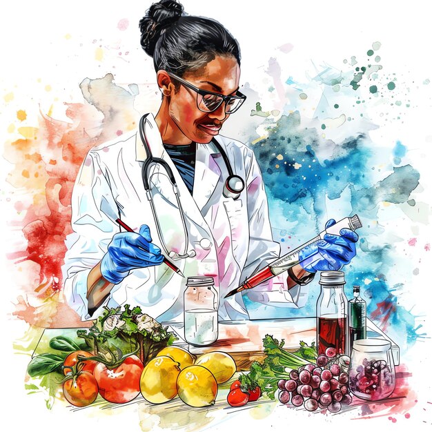 Foto illustrazione di uno scienziato alimentare