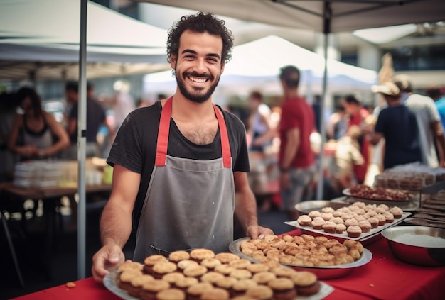 Food sellers at market at outdoor festival