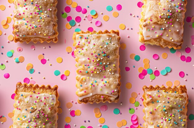 Photo food shaped pastries on a pink background