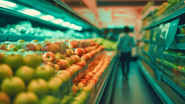 Food shopping in a supermarket