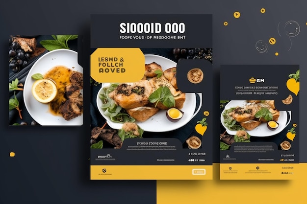 Photo food social media post promotion banner design template