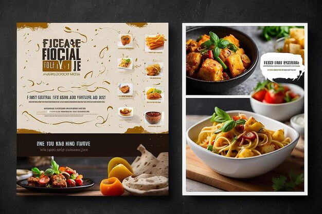 Food social media post sjabloon hoge resolutie Set van vierkante banner sjabloon ontwerp