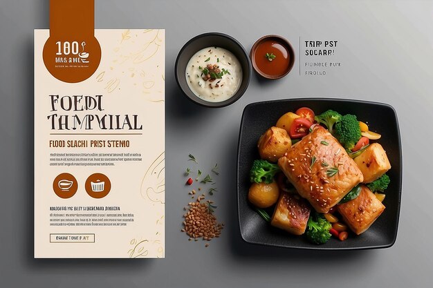 Food social media post template high resolution Set of square banner template design