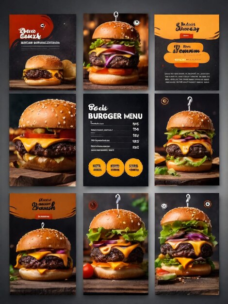 Photo food social media post or web banner template design food promotion banner burger social media post vector illustration