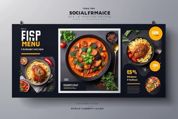 Food social media promotion and banner post design template