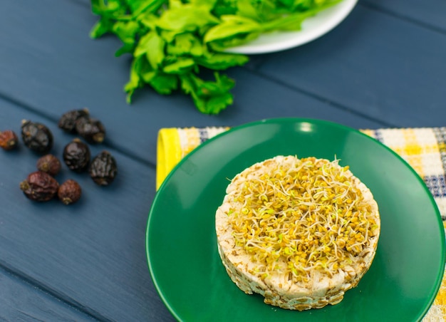 Food sproutssprouted clover grains on bread