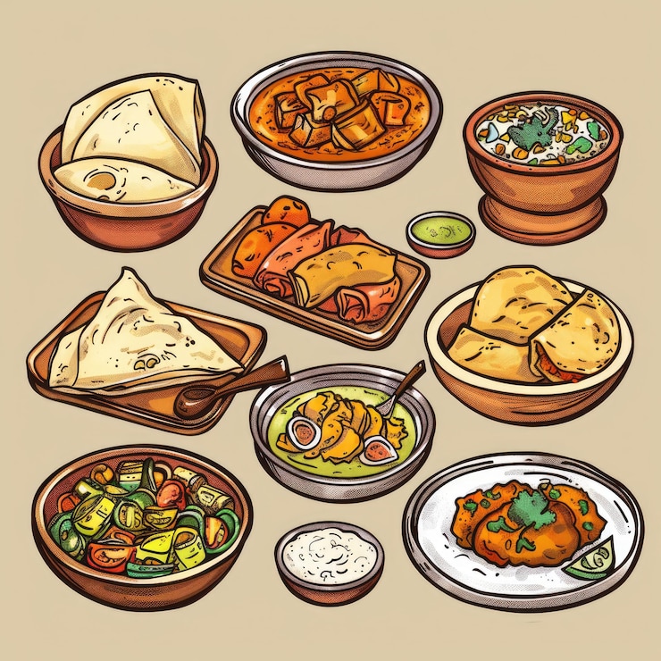 Photo food sticker set vector