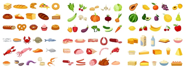 Photo food stickers set vector