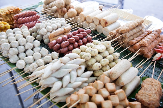 Negozio di alimenti, polpette fritte.