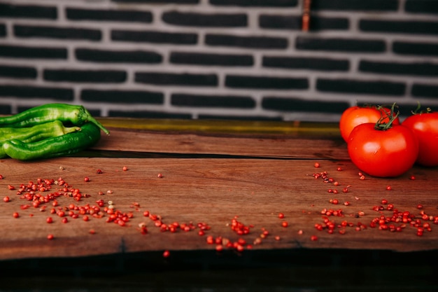 Food Styling Freshly vegetables, flour and spices on the table, cook.