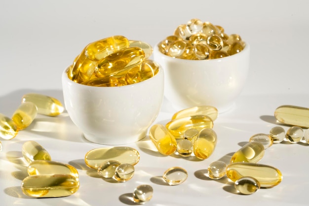 Food supplement oil filled fish oil omega 3 omega 6 omega 9 vitamin A vitamin D vitamin E fla