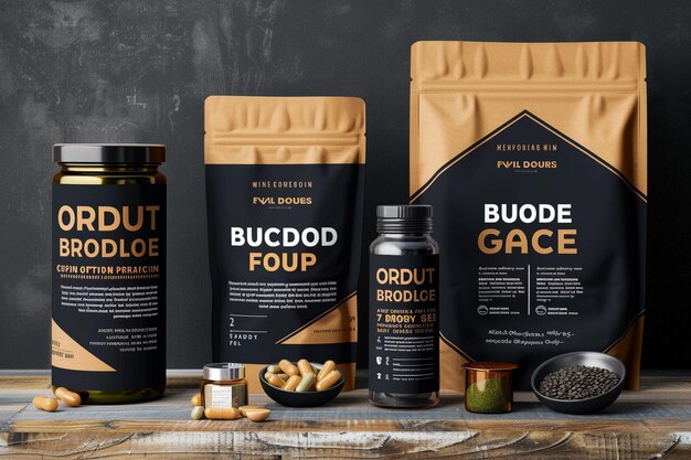 Food supplement pouch packaging mockup