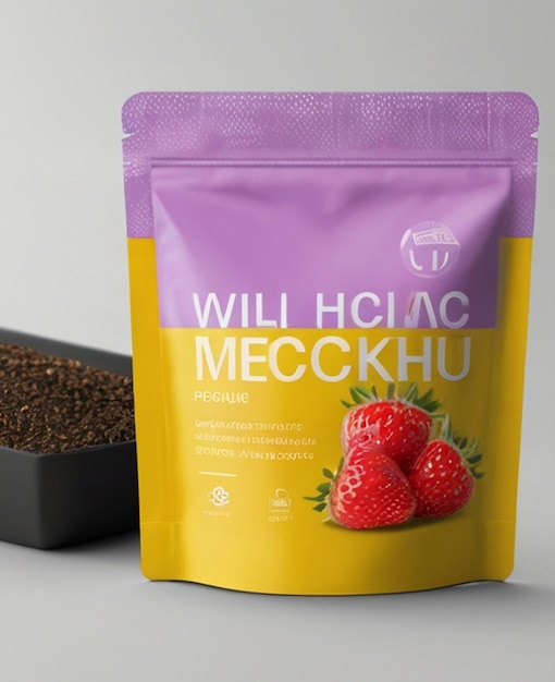 Photo food supplement pouch packaging mockup