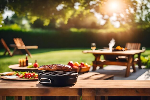 Food on a table in the garden