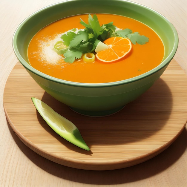 Food on a table with healthy Thai soup